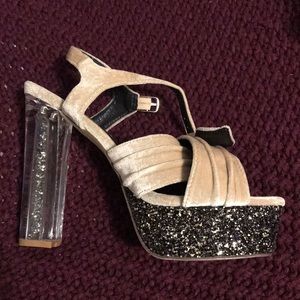 Chunky glitter heels
